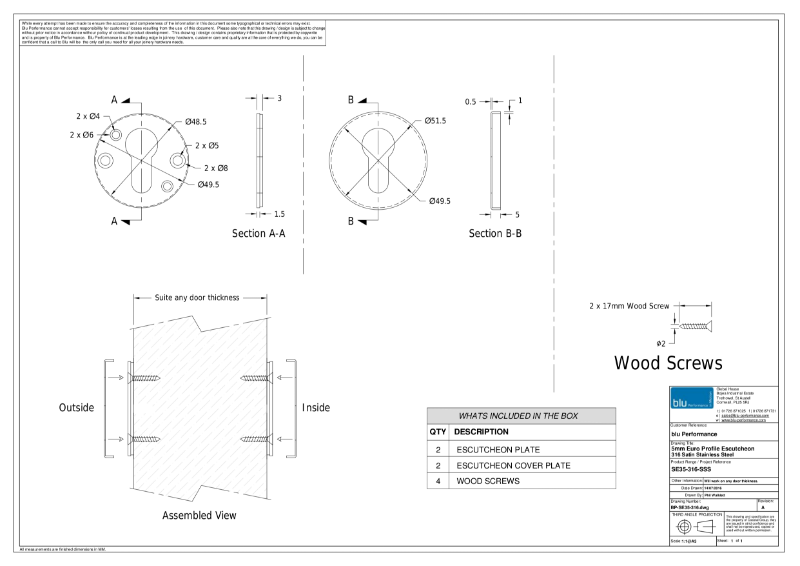 BLU™ - SE35 Slimline Escutcheon CAD