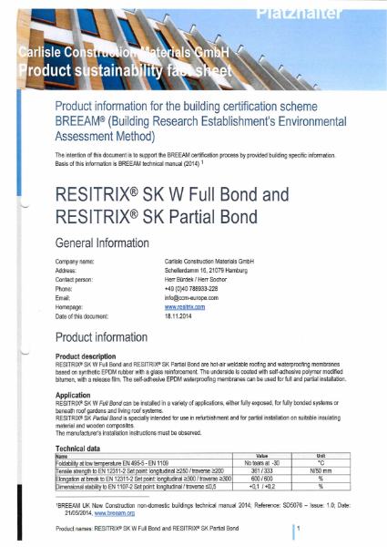 RESITRIX SKW SKP BREEAM Guide