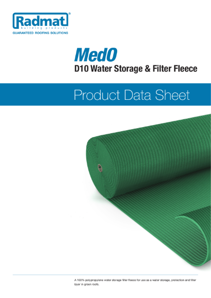 MedO D10 Water Storage and Filter Fleece Product Data Sheet