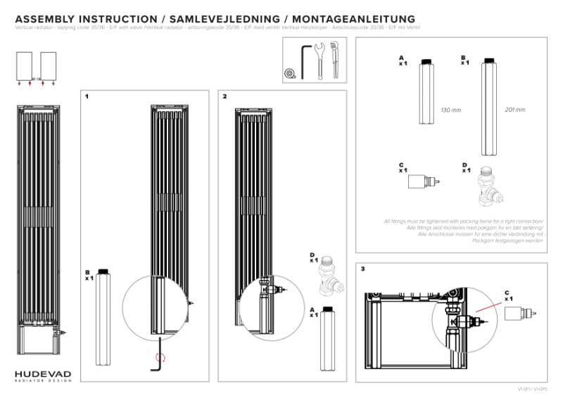 Hudevad Vertical Instructions Tapping Code 35 & 36 with Valve