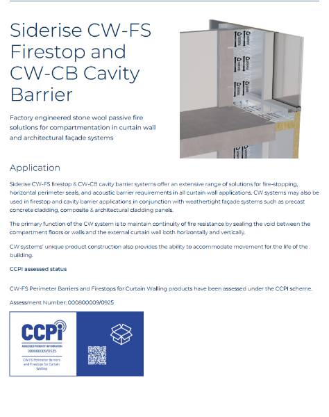 Siderise CW-FS | Perimeter Barriers and Firestops for Curtain Walling – Technical Data