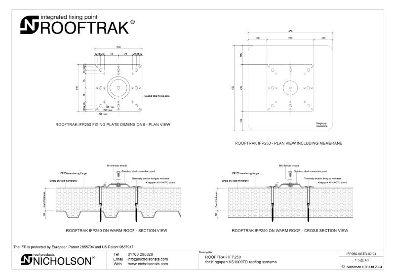 ROOFTRAK IFP250 for Kingspan KS1000 Tech Data Sheet