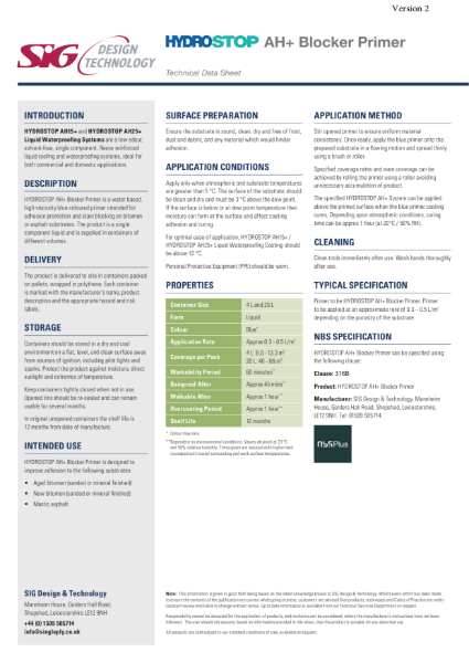 Hydrostop AH+ Liquid Waterproofing Blocker Primer Datasheet