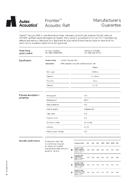 Frontier Raft Manufacturers Warranty