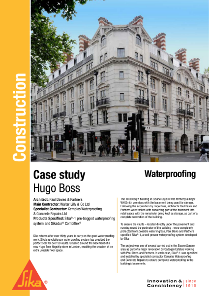 Waterproofing Hugo Boss Case Study