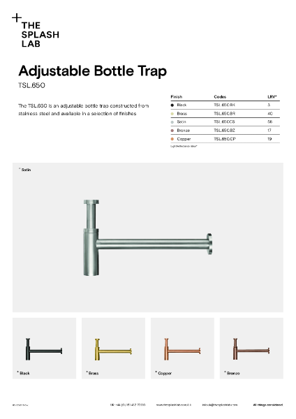 Adjustable Bottle Trap Datasheet