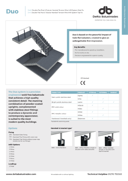 Duo D440/D441 Balustrade System with Tension Wire Infill Data Sheet