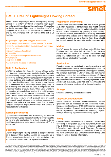 TDS SMET LiteFlo® Lightweight Flowing Screed