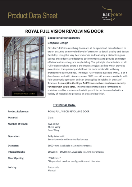 Bauporte Royal Full Vision Revolving Door