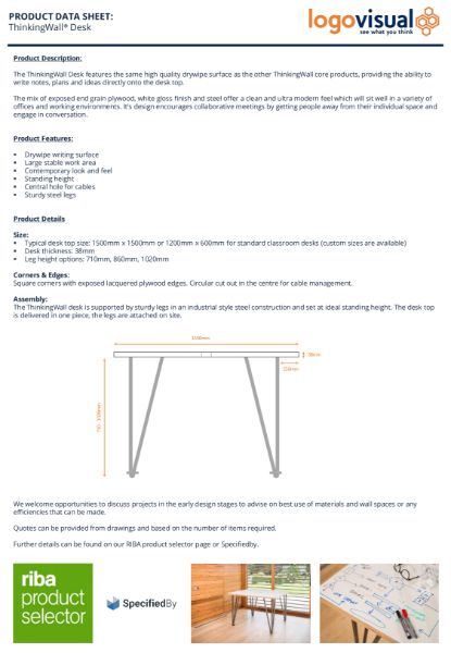 ThinkingWall Desk Data Sheet