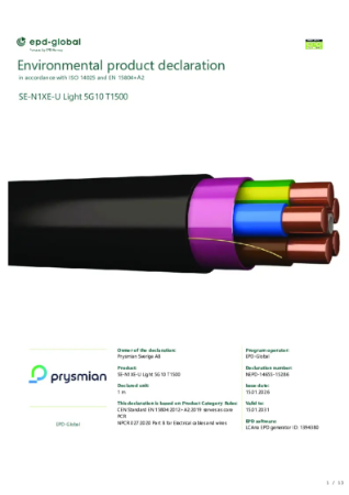 NEPD-14655-15286 SE-N1XE-U Light 5G10 T1500.pdf | Prysmian Global | NBS ...