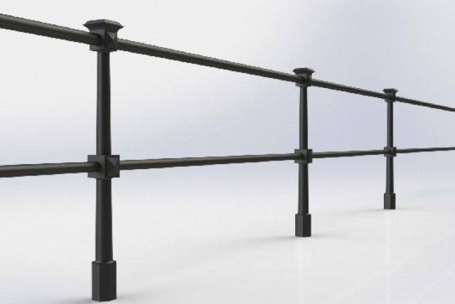 ASF Berkeley 2 Rail Cast Iron Post and Rail System - Post and Rail / perimeters