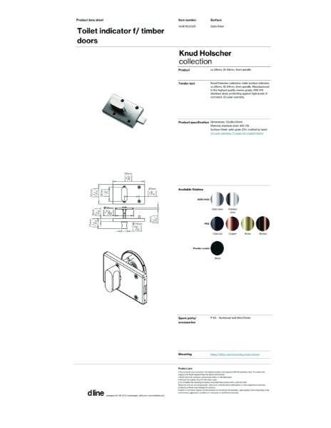 Toilet indicator f/ timber door (data sheet)