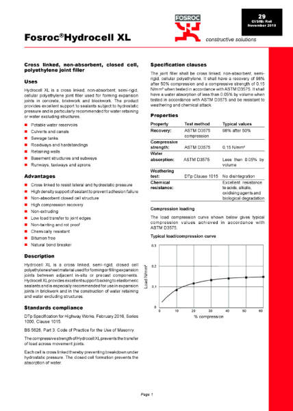 Hydrocell XL Product Datasheet