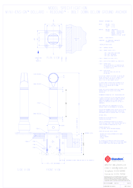 Mini Ensign Bollard™ - Rebound Model - Bolt-Down Below Ground Anchor