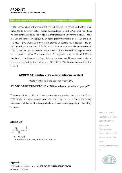 ARDEX ST Environmental Product Declaration (EPD) 