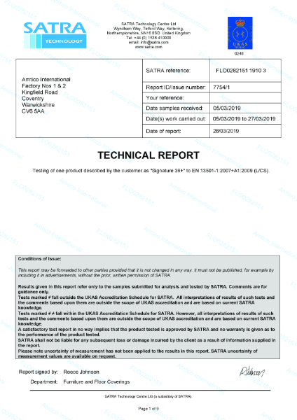 Signature 36+ LVT Fire Certificate