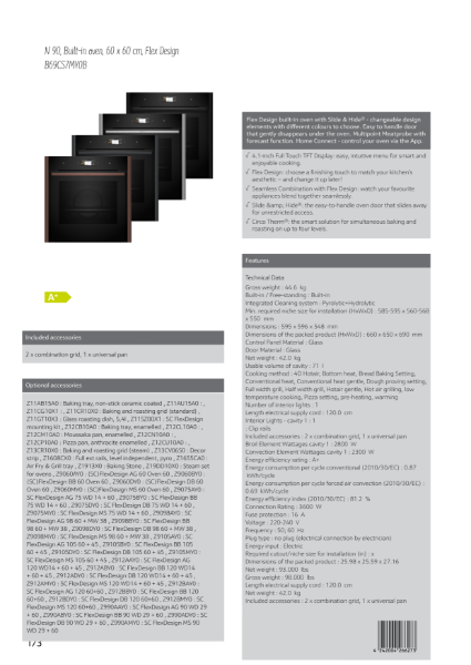 N 90, Built-in oven, 60 x 60 cm, Flex Design
B69CS7MY0B