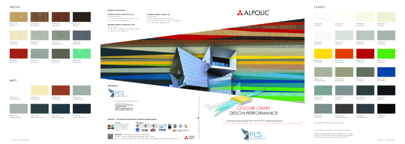 PCS ALPOLIC Colour Chart Design Performance 2024