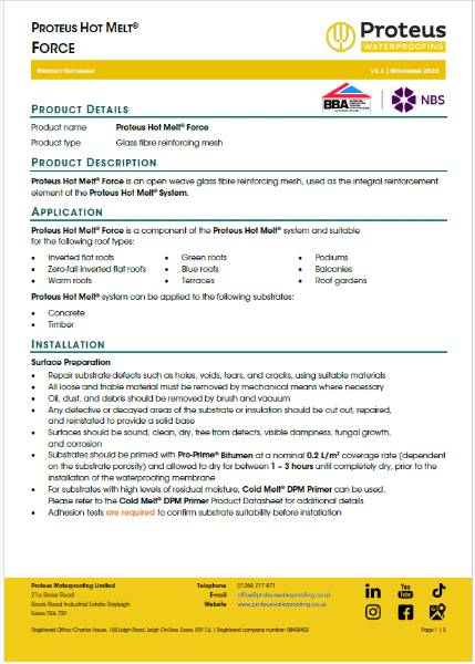 Product Data Sheet - Proteus Hot Melt® Force