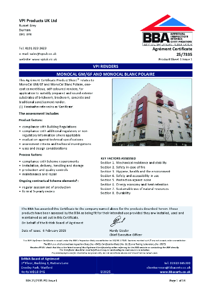 Monocal GM-GF BBA Certification