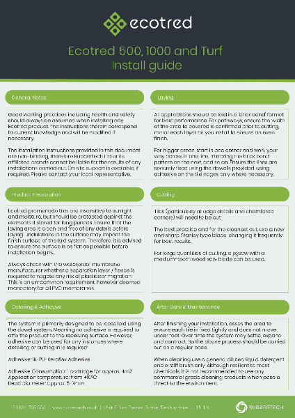 ecotred 500, 1000 and Turf - Install Guide