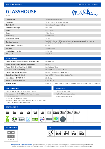 Spec sheet - Glasshouse - Eden