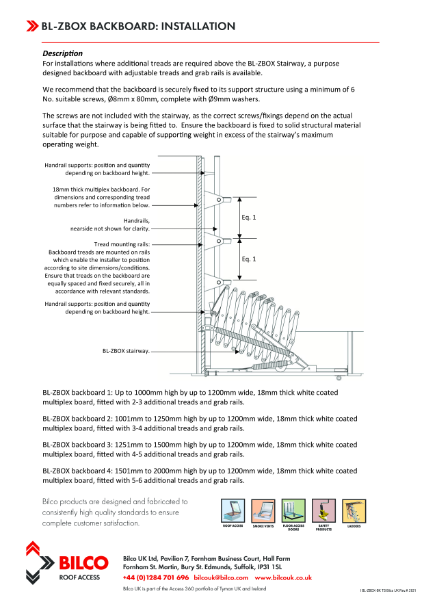 BL-ZBOX BACKBOARD INSTALLATION INSTRUCTIONS