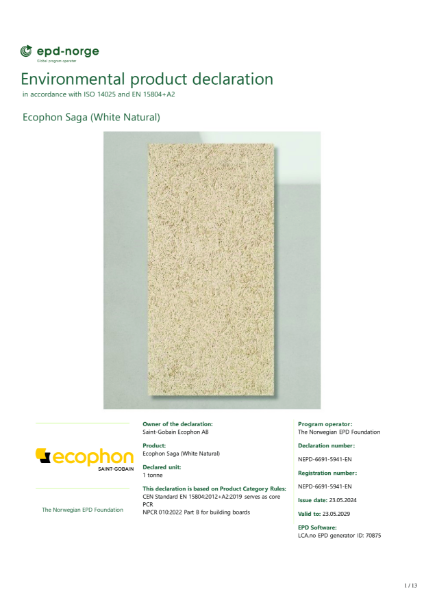 EPD - Ecophon Saga (White Natural)