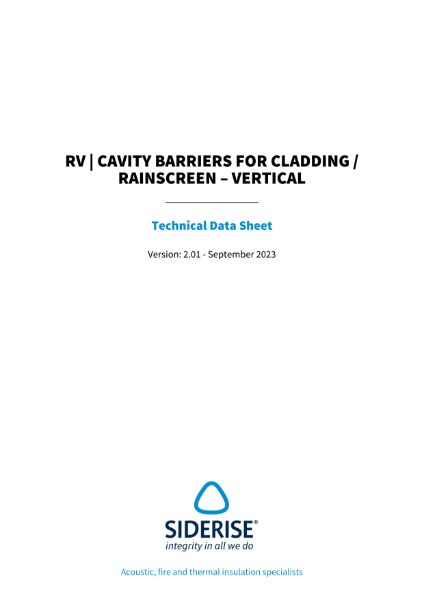 Siderise RV | Cavity Barriers for Cladding / Rainscreen – Vertical v2.01 – Technical Data
