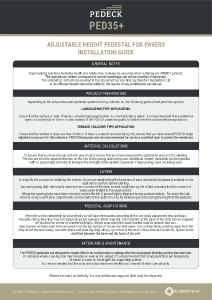 PEDECK Ped35+ for paver - Install Guide