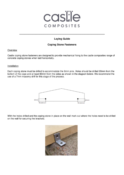 Coping Stone - Fastners - Install Guide