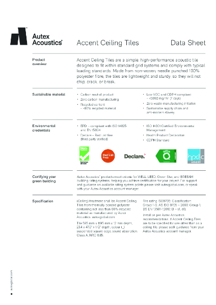 Accent Ceiling Tiles Datasheet