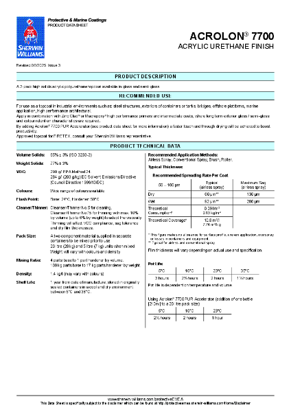 Acrolon® 7700 Product Data Sheet