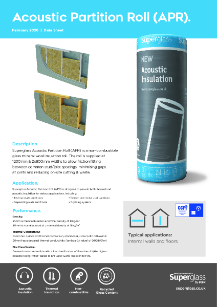 Superglass Acoustic Partition Roll (APR) - Datasheet