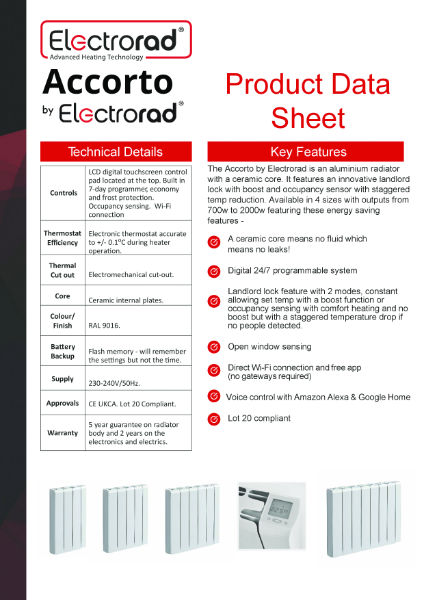 Accorto - Aluminium Ceramic Cored Radiator Range – Product Data Sheet