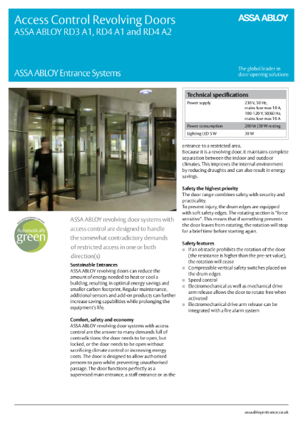 Access Control Revolving Door RD3A & RD4A