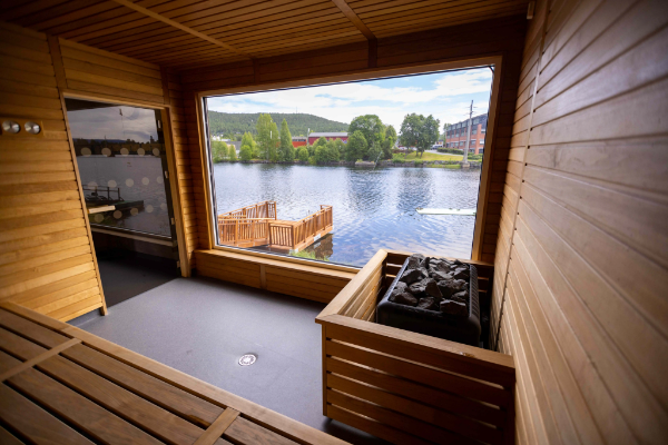 Badstue med utsikt over Lågen