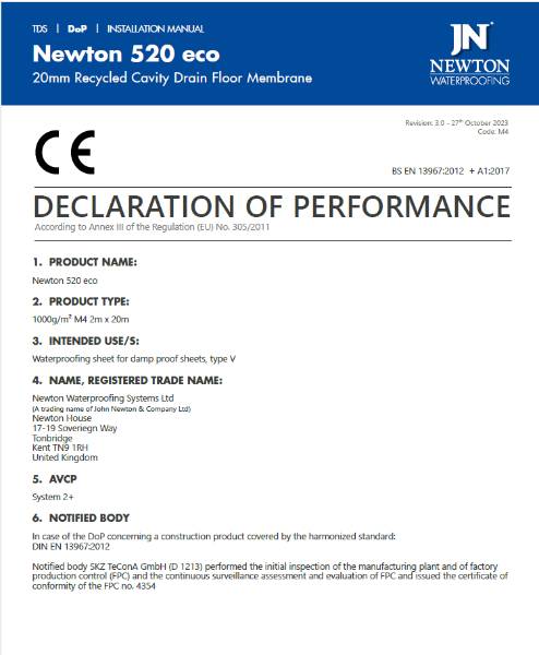 Newton CDM 520 eco Floor  Declaration of Performance