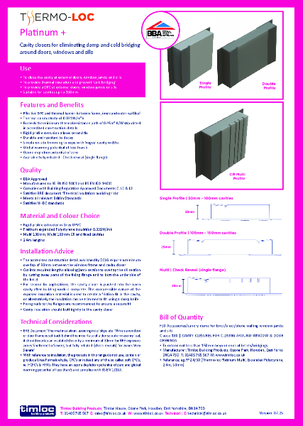 Thermo-loc Platinum + Cavity Closer Datasheet
