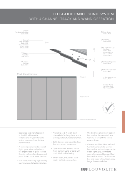 Panel Blind Technical Specification