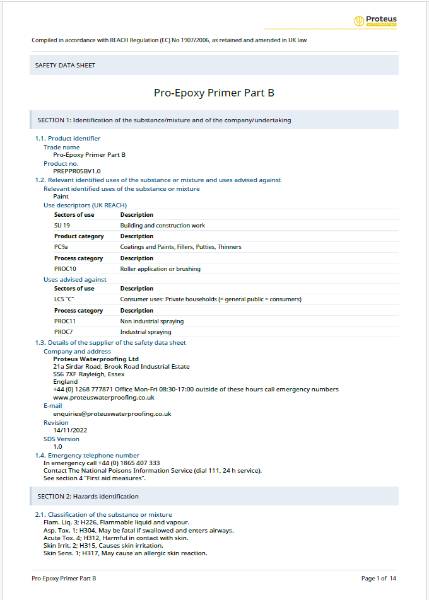 Safety Data Sheet - Pro-Prime® Epoxy (Part B)