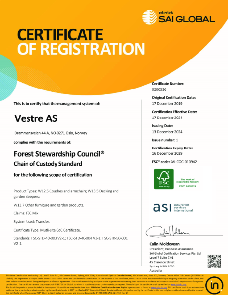 FSC Chain of Custody Certificate