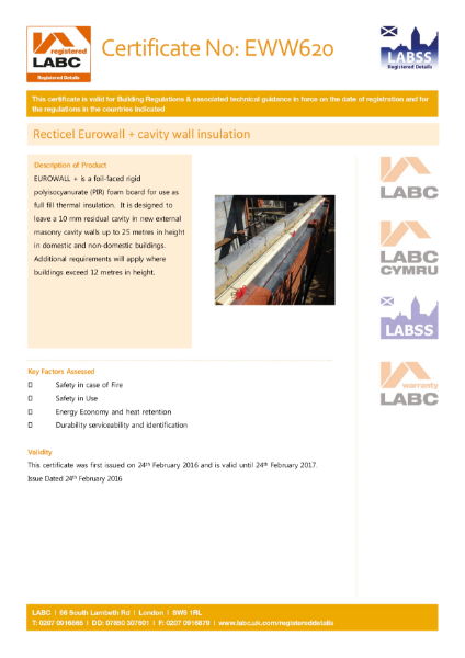 LABC Certificate - Eurowall +