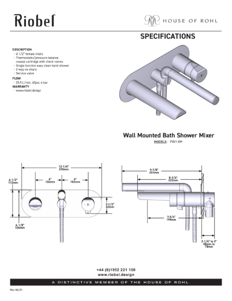 Parabola Wall Mounted Bath Mixer - PDS