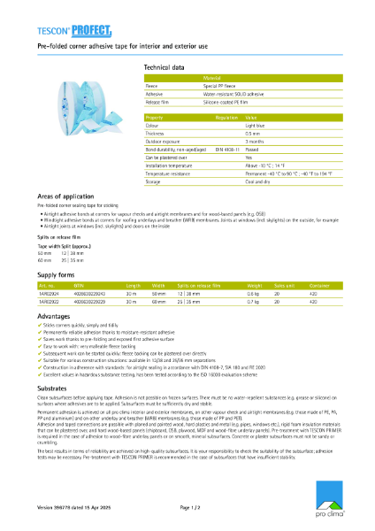 Tescon Profect Technical Datasheet