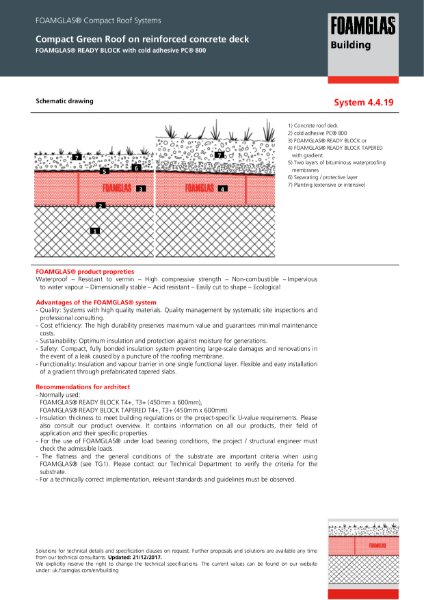 TDS_4.4.19_Roof - Concrete Deck - FOAMGLAS Insulation (Cold Adhesive) with Membranes and Green Roof (Flat or Tapered)