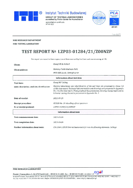 Fire resistance to BS EN 1364-1