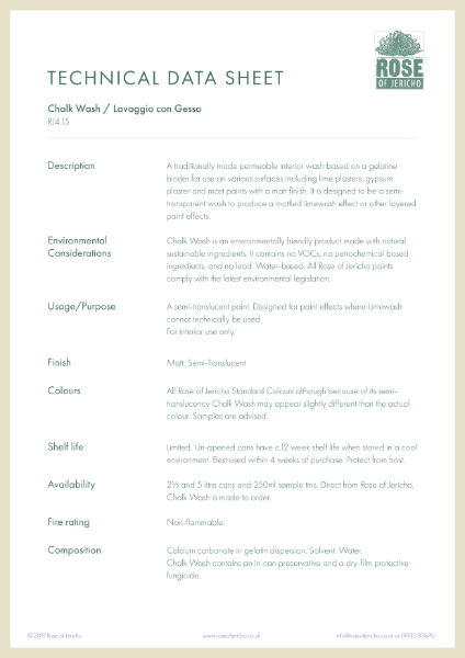 Chalk Wash - Data Sheet