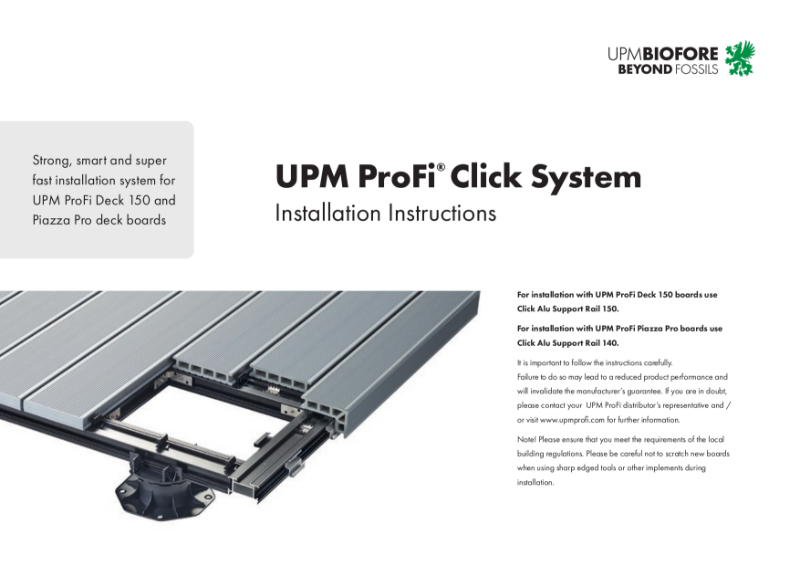 UPM ProFi Click System installation instructions